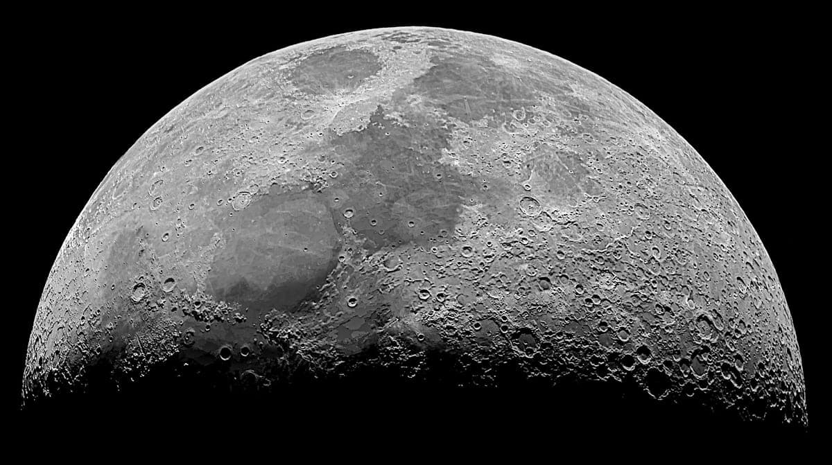 The cratered surface of the Moon in close detail