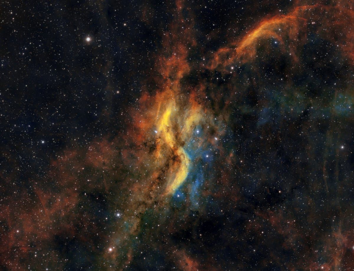 A deep sky field of stars and faint nebulosity