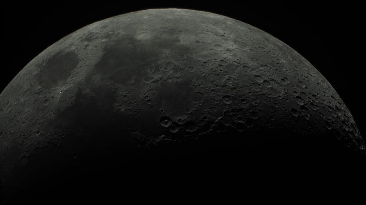 The cratered surface of the Moon photographed in close detail