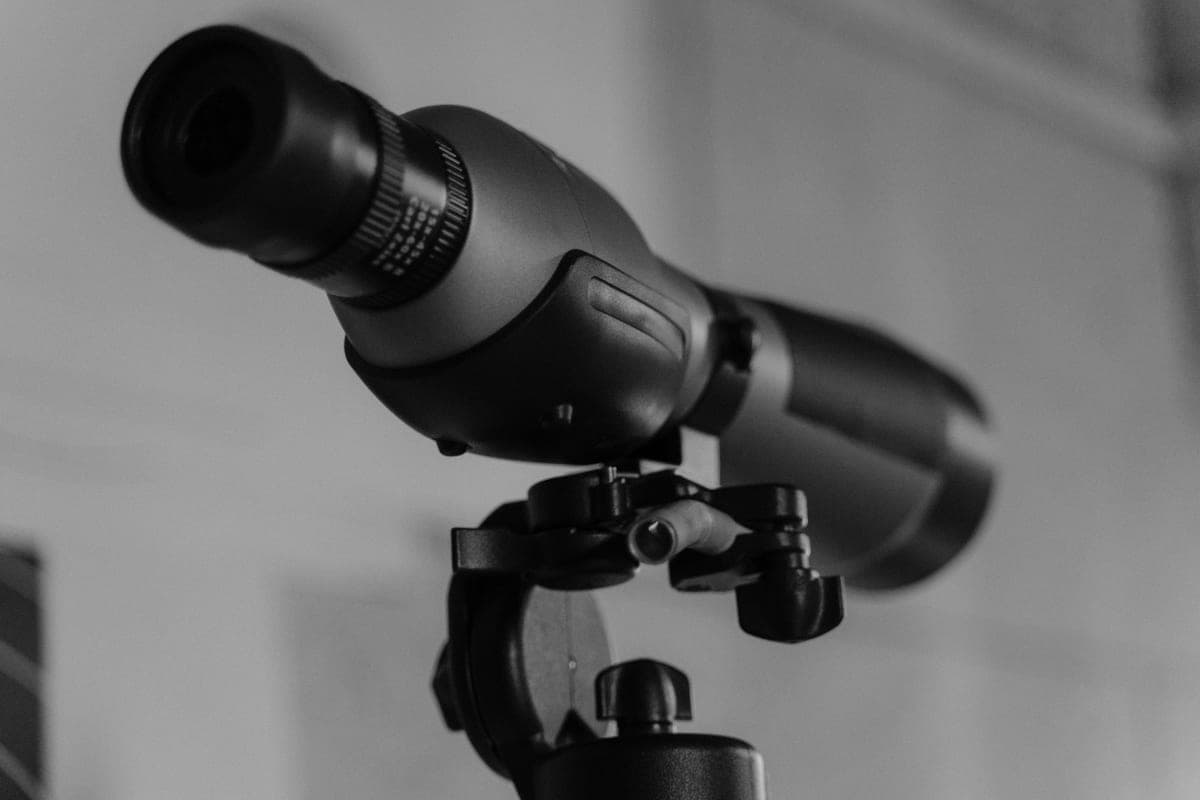 A close-up of telescope optics and glass elements